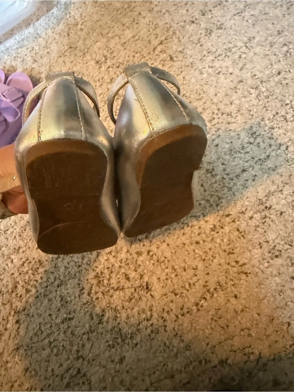 Elephantito Girls Metallic Silver Mary Jane with Ankle Strap Size 11